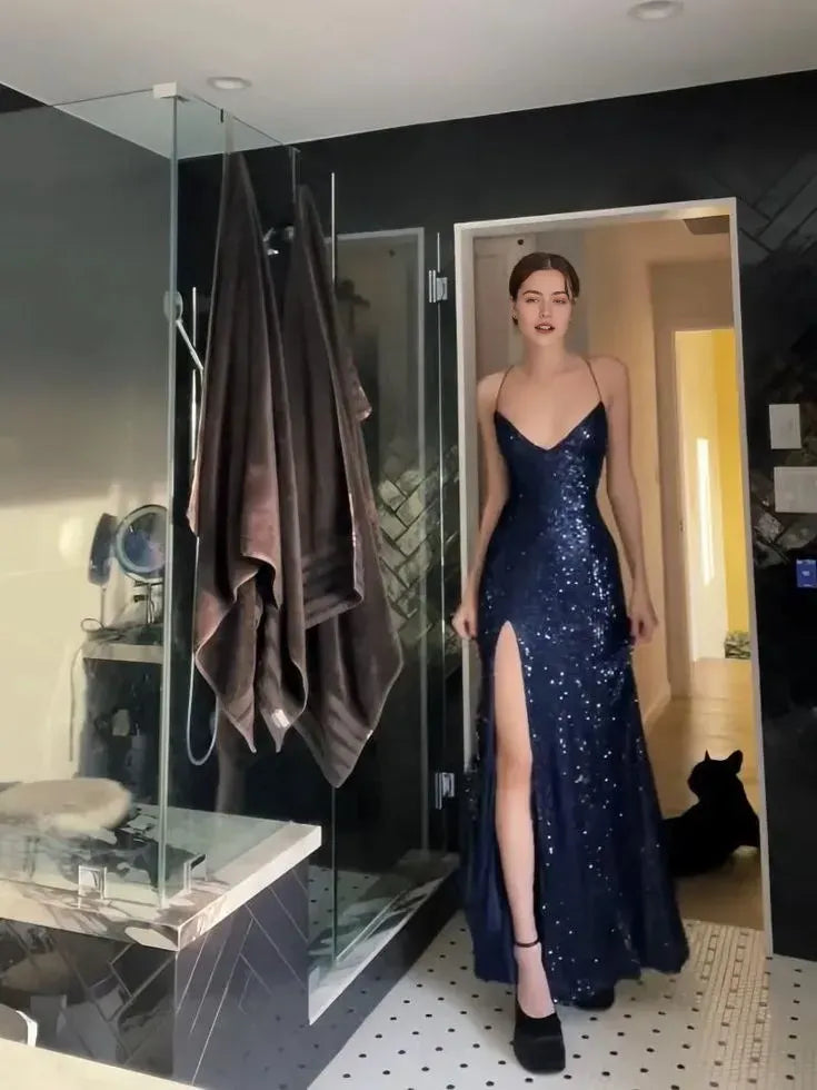Gorgeous Shiny Sequin Sexy Backless Evening Prom Dress Party Long Tight Dress