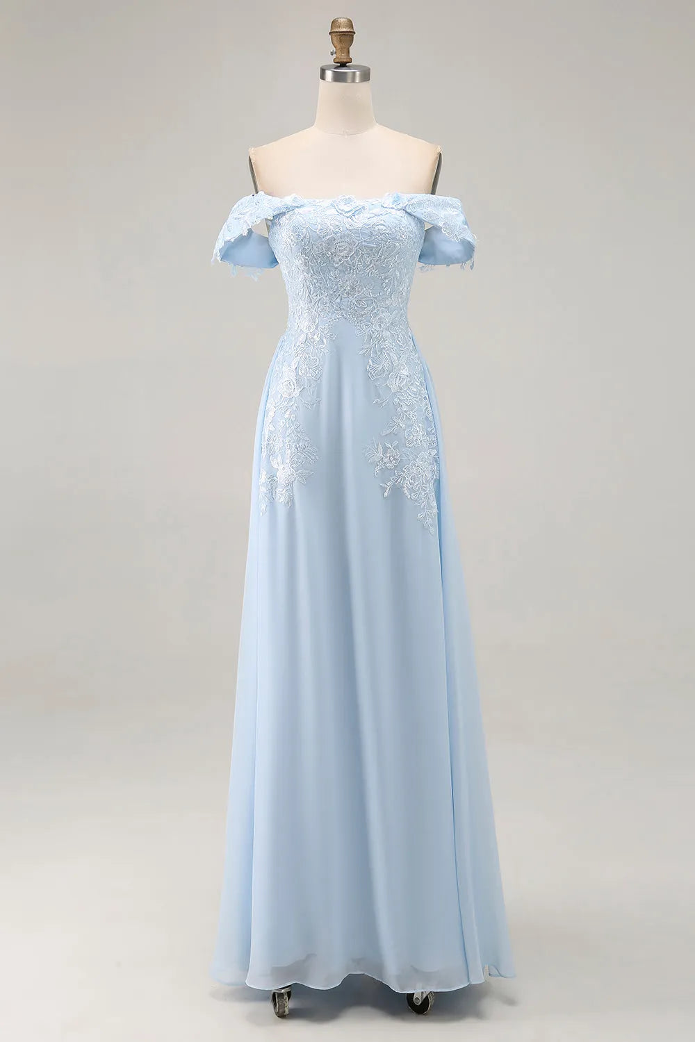 Graceful A-Line Off-the-Shoulder Lace Cap Sleeve Zipper Back Floor-Length Mother of the Bride Dresses