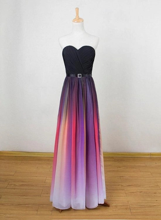 Gradient Sweetheart A-line Party Dress Long Simple Prom Dress