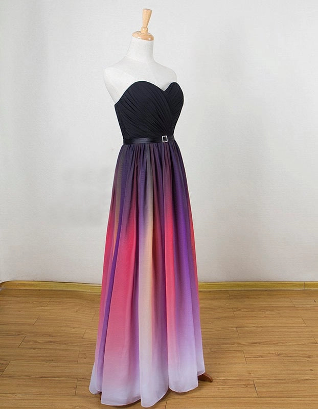 Gradient Sweetheart A-line Party Dress Long Simple Prom Dress