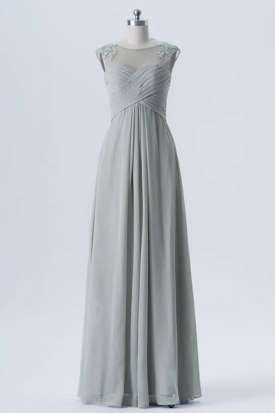 Grey Chiffon Sweetheart Backless Mother of the Bride Dress