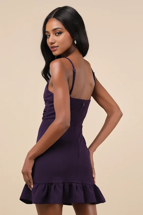 Impeccable Essence Pink Surplice Tiered Homecoming Dresses