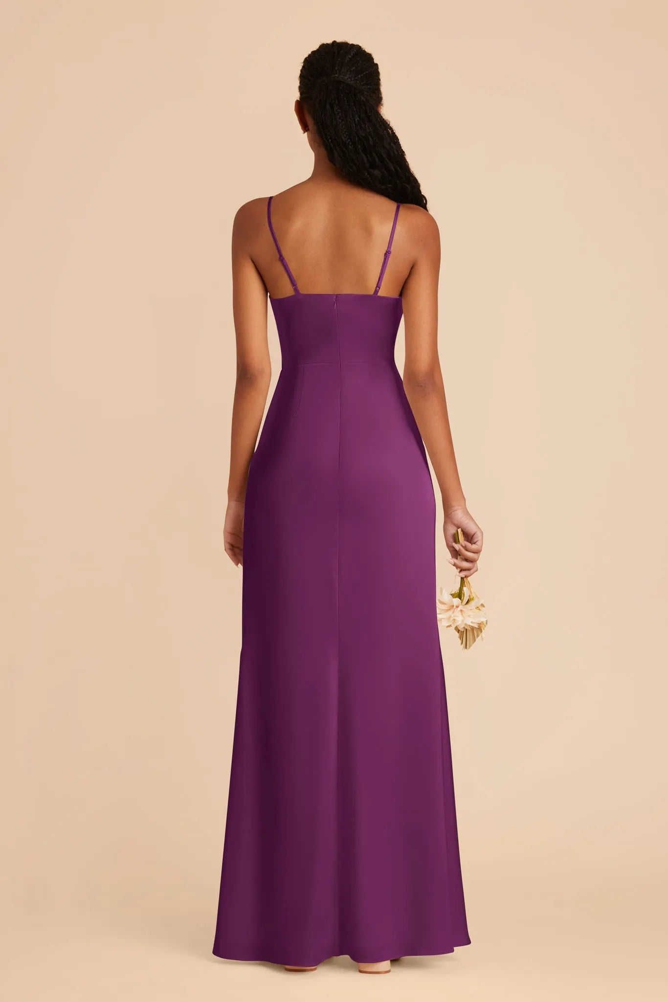 Inspired Purple Satin Prom Dress - Cowl Neck  Spaghetti Strap for Retro Romance
