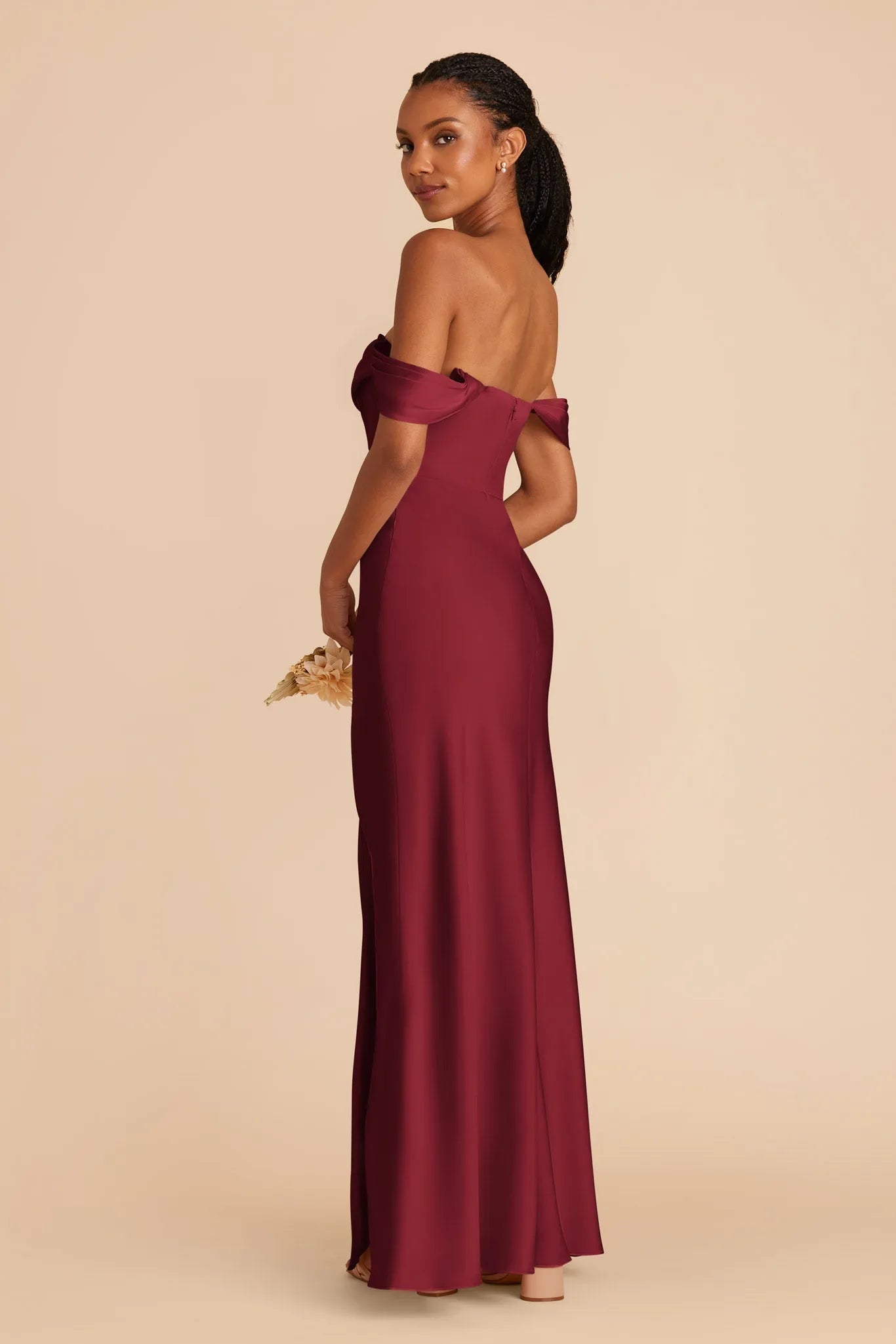 Burgundy Satin Strapless Prom Dress Cowl Neck Subtle Side Slit for Whimsical Forest - Themed Gala Evenings