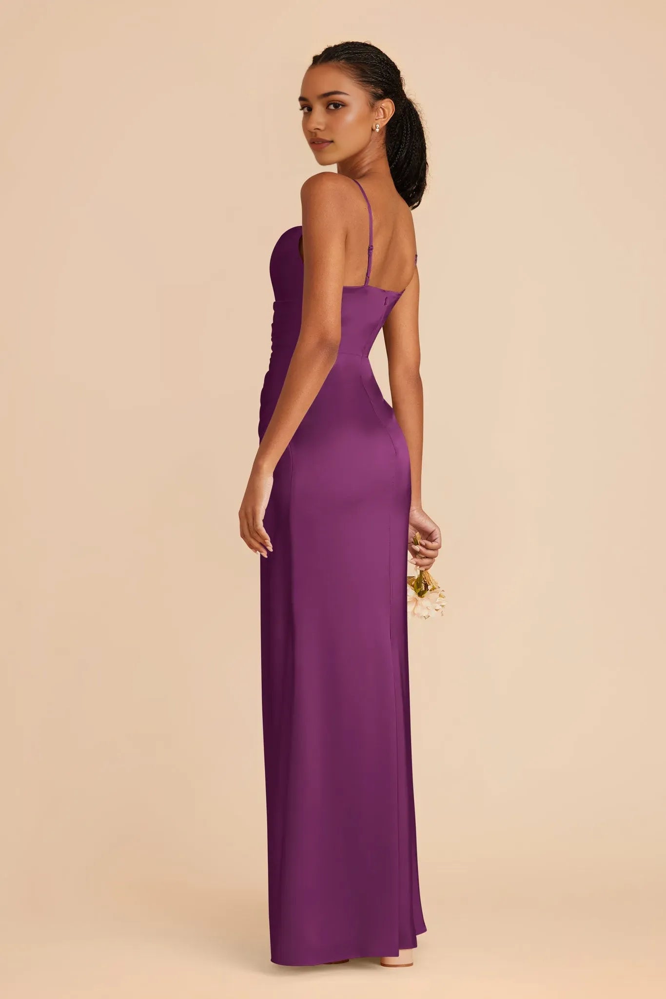 Inspired Purple Satin Prom Dress - Cowl Neck  Spaghetti Strap for Retro Romance