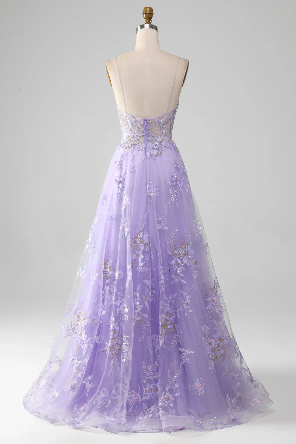 DingJiDress Purple A Line Bridesmaid Dress Spaghetti Straps Sparkly Prom Dress With Beading