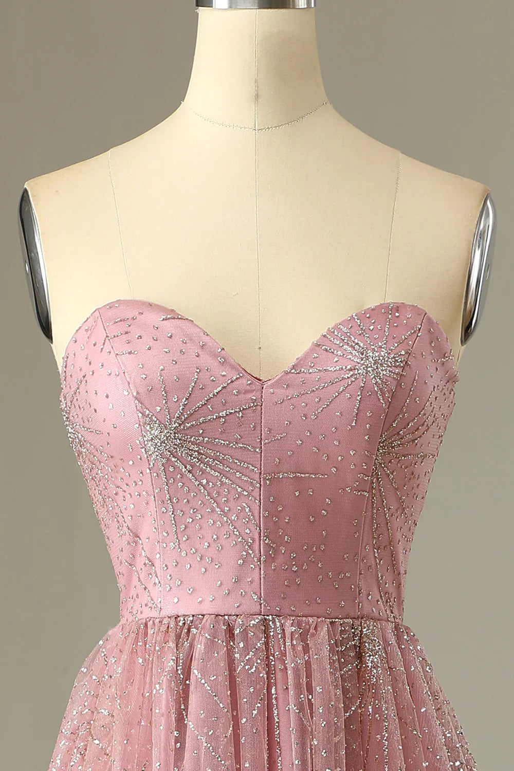 DingJiDress A Line Sweetheart Blush Prom Dress with Criss Cross Back