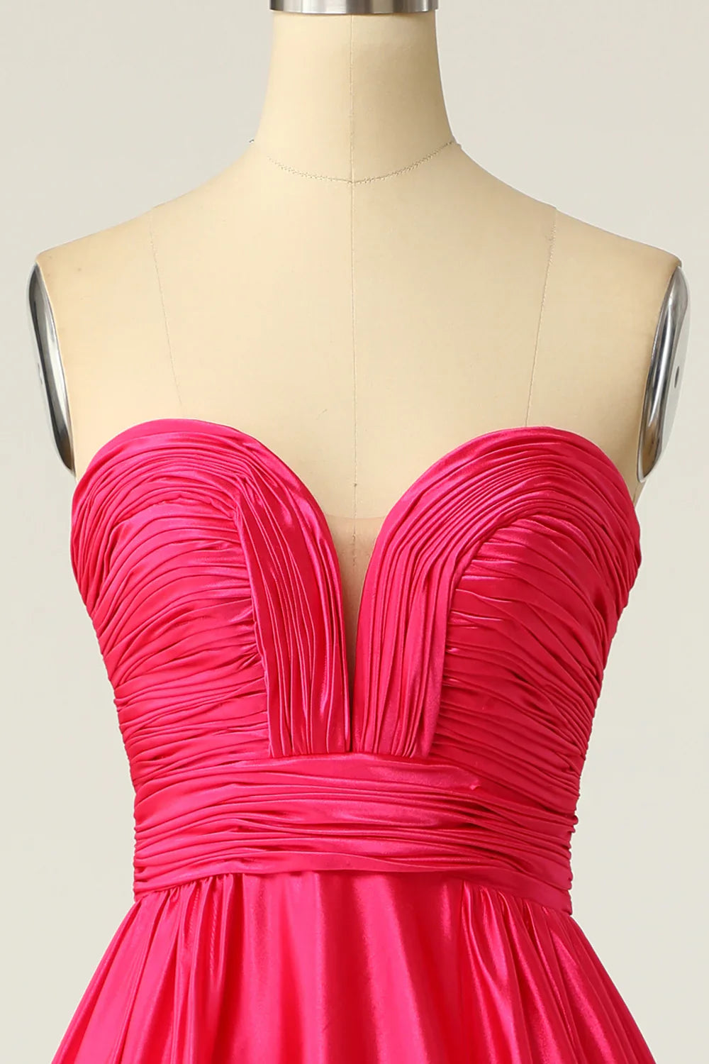 DingJiDress A Line Sweetheart Fuchsia Long Prom Dress with Ruched