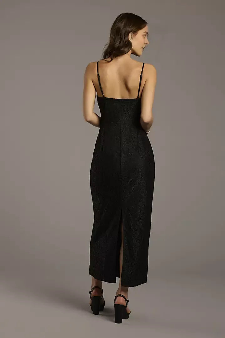 Lace Straight Neck Spaghetti Strap Party Dress