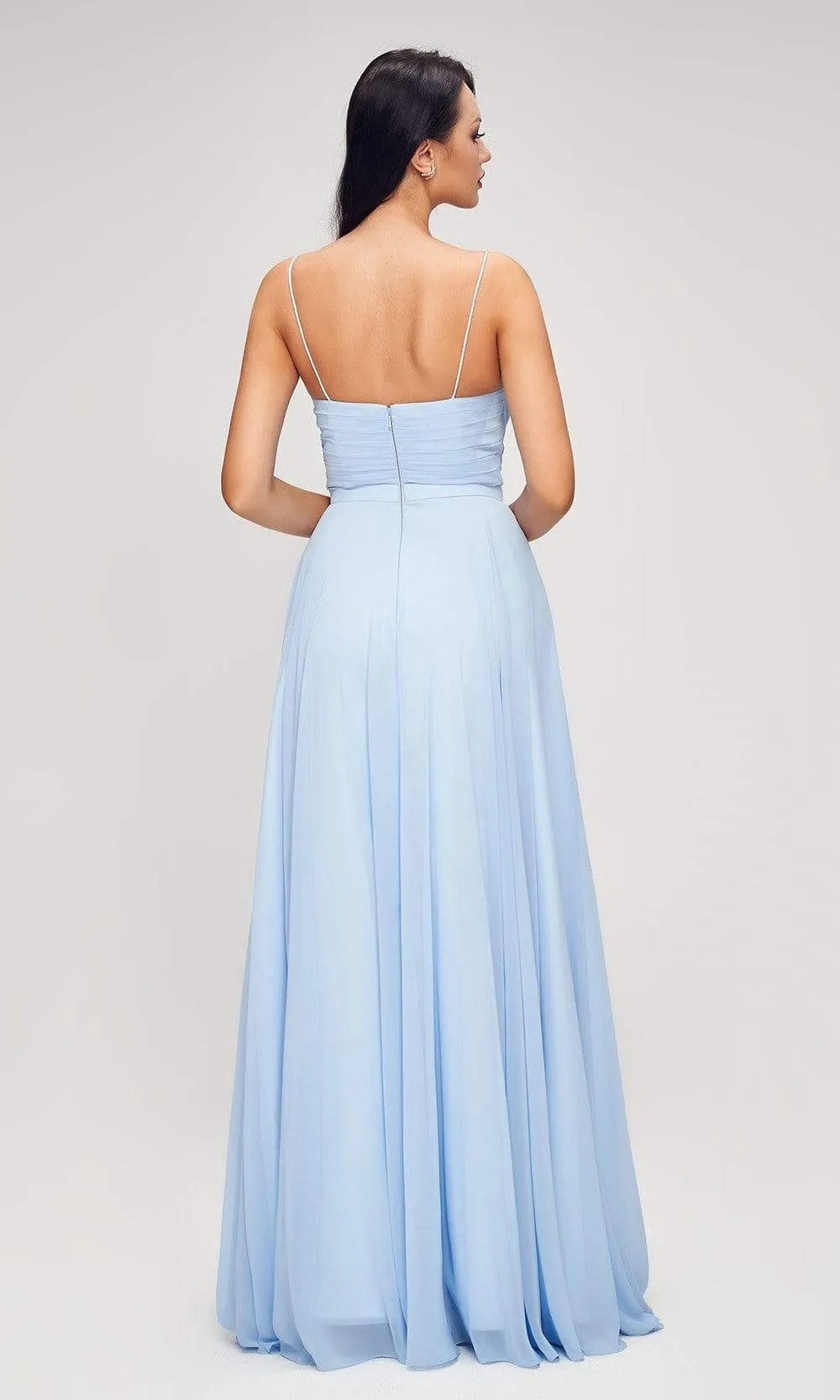 Light Blue Chiffon Evening Dresses with Strapless Sweetheart Neckline Pleated Bodice and Flowy A - Line Design Perfect for a Graceful