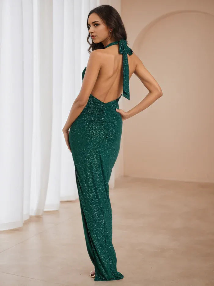 Lime Green Satin Strapless Prom Dress Ruched Details Side Slit for a Stunning Gala Look