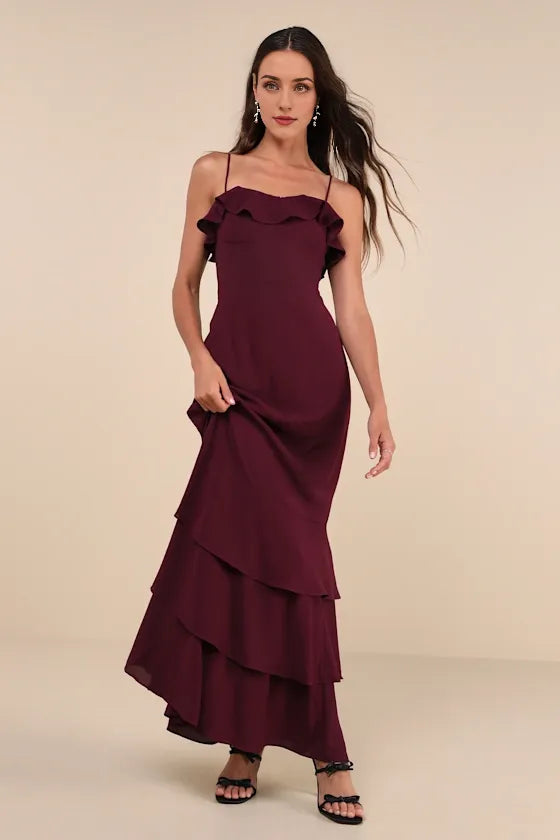 Lively Evenings Green Sleeveless Tiered Evening Dresses