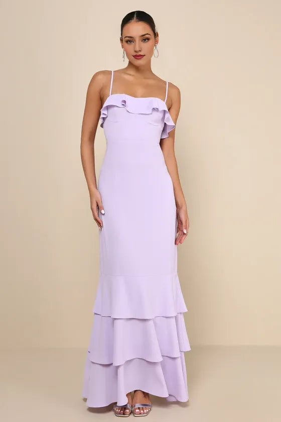 Lively Evenings Green Sleeveless Tiered Evening Dresses