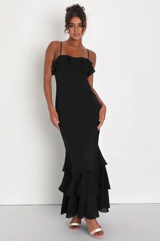 Lively Evenings Lavender Sleeveless Tiered Evening Dresses