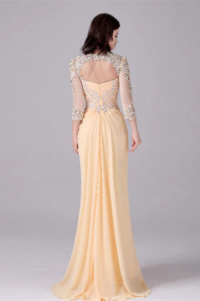 Long sleeves ankle-length sweetheart backless mermaid mother's dress