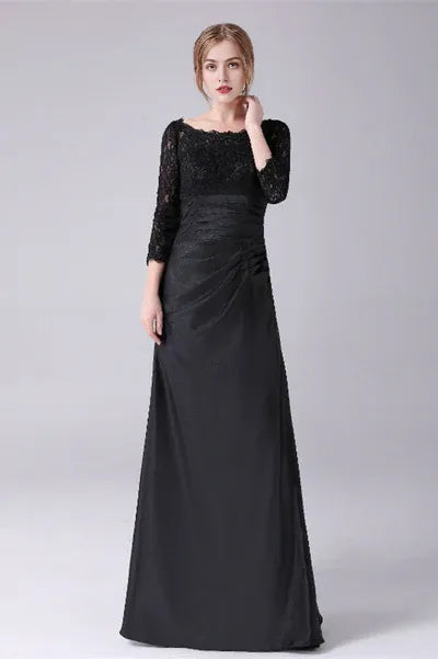 Long sleeves jewel ankle-length backless lace mermaid mother's dress