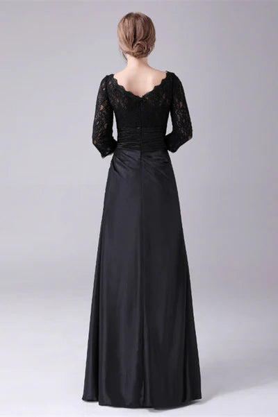 Long sleeves jewel ankle-length backless lace mermaid mother's dress