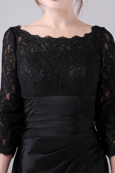 Long sleeves jewel ankle-length backless lace mermaid mother's dress