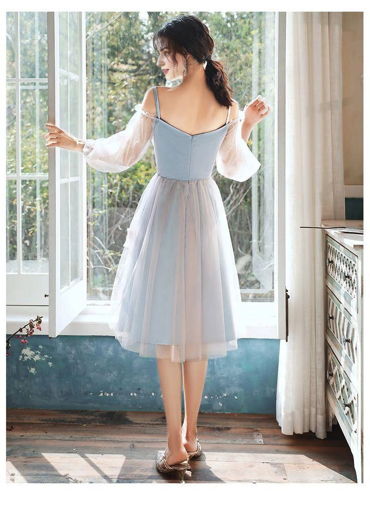 Lovely Light Blue And Pink Tea Length Graduation Dresses Pink Short Prom Dresses