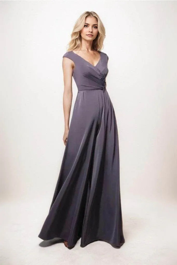 Luxe Satin Sleeveless Mother Of The Bride Dress