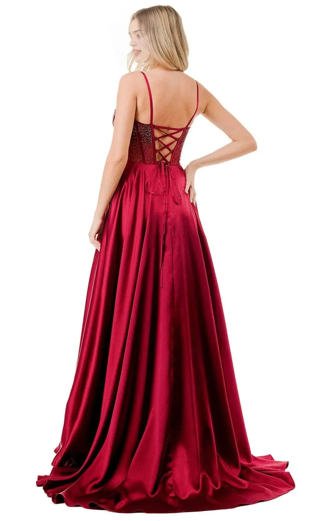 Luxurious Black Satin Evening Dresses with Asymmetric Spaghetti Strap Beaded Mesh Corset Bodice Detail and High Side Slit