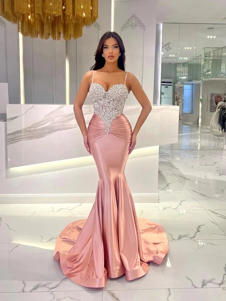 Luxurious Mermaid Sweetheart Sleeveless Beaded Maxi Party Dress