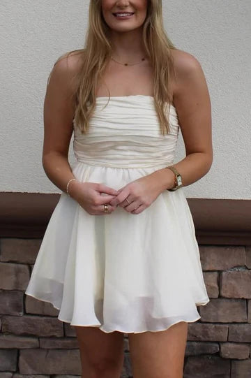 A-Line Strapless Empire-Waist Sleeveless Short Party Homecoming Dress