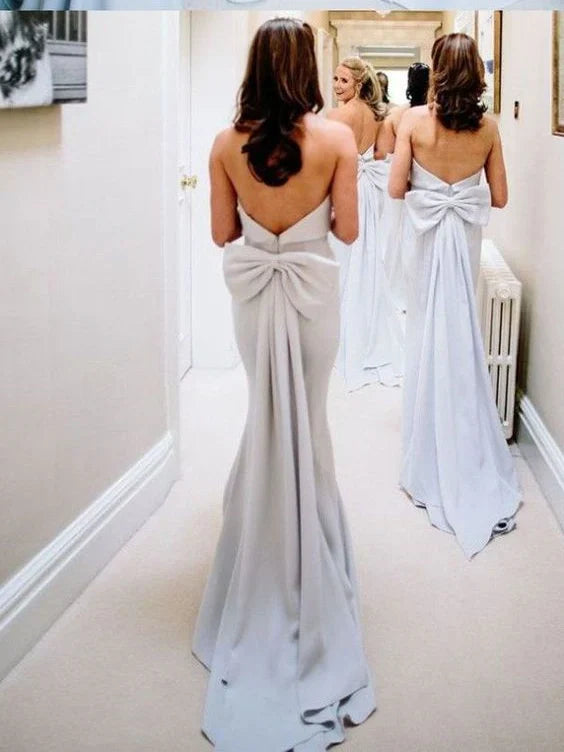 DingJiDress Sheath/Column Ruffles Strapless Sleeveless Long Bridesmaid Dresses For Women