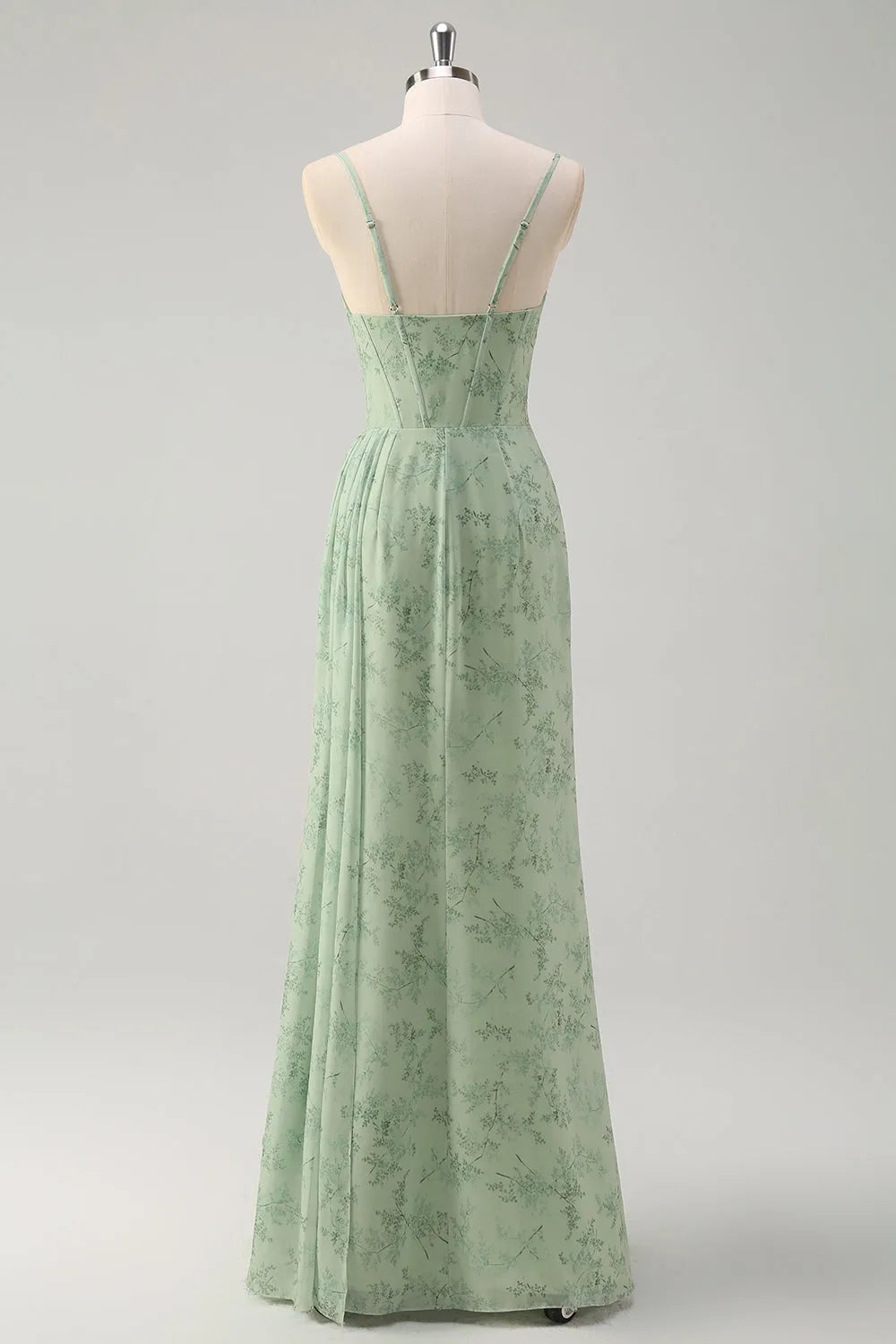 Mermaid Floral Corset Ruched Long Party Dress with Slit