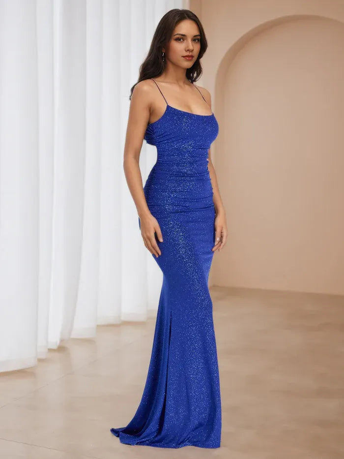 Mermaid Glitter Cinnamon Rose Sweep/Brush Train Prom Dresses