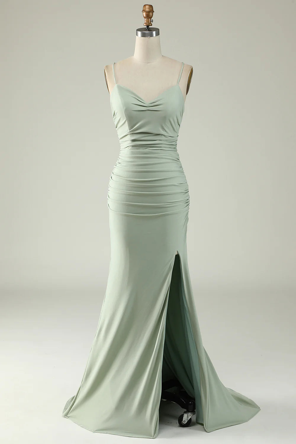 Mermaid Grey Long Prom Dress with Slit