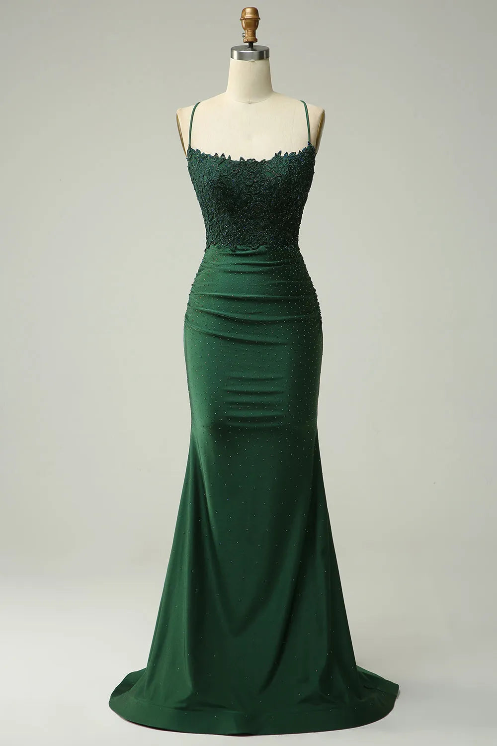Mermaid Halter Dark Green Long with Party Dress Appliques Beading