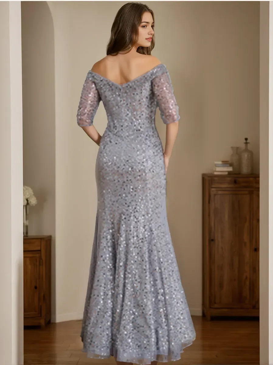 Mermaid Off-the-Shoulder Half Sleeves Mother Of The Bride Groom Dresses