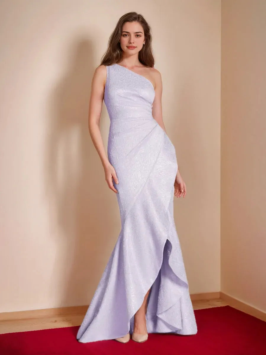 Mermaid One-Shoulder Asymmetrical Elegant Mother of the Bride Groom Dresses with Ruffles