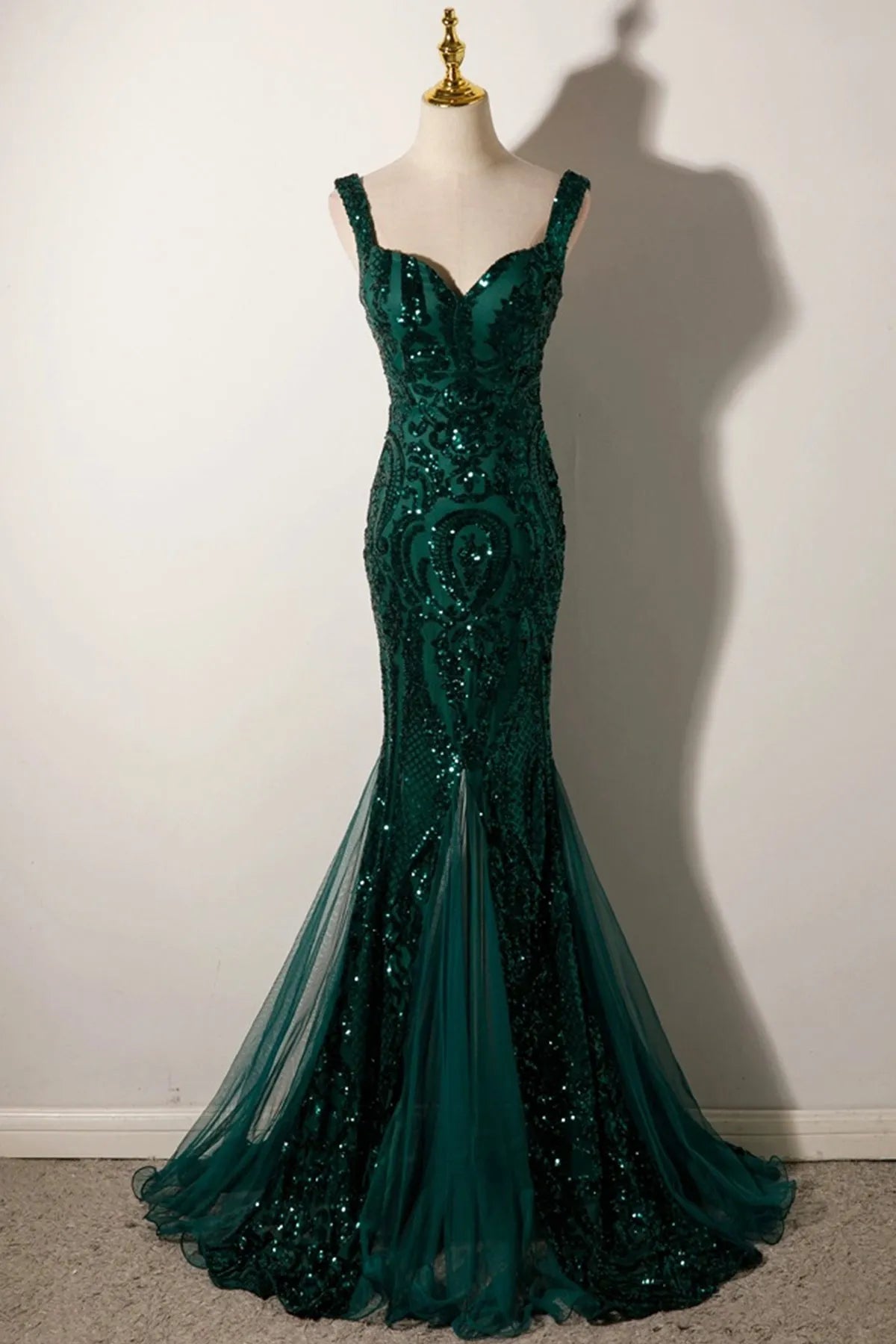 Mermaid Sequins Long Prom Dress Green Backless Evening Party Dress