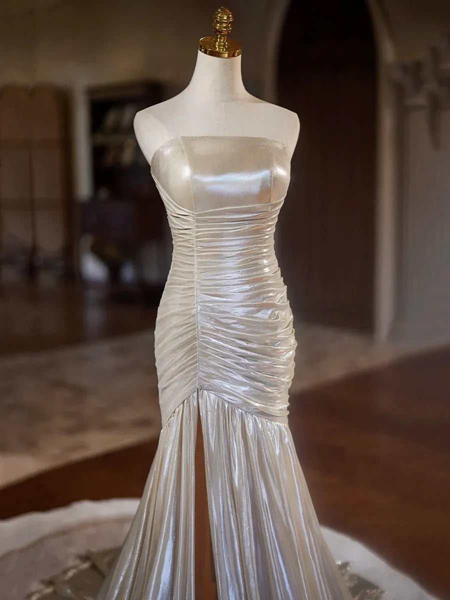 Mermaid Strapless Long Prom Dress Beautiful Evening Party Dress