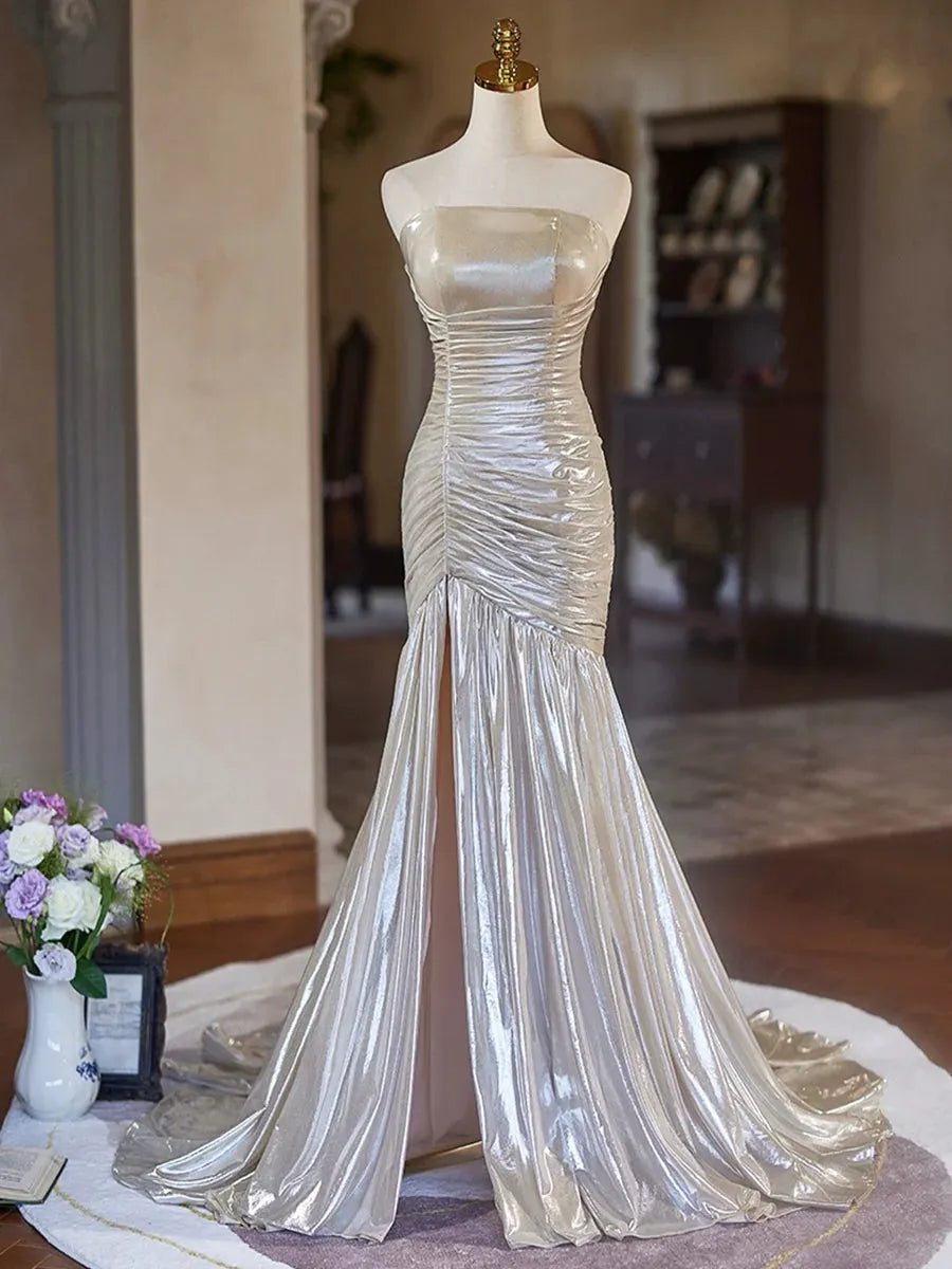 Mermaid Strapless Long Prom Dress Beautiful Evening Party Dress