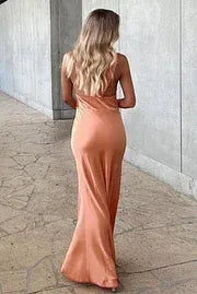 Mermaid V-Neck Sleeveless Lace Appliques Cutout Satin Black Long Prom Dress