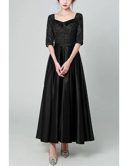 Navy Blue Maxi Satin Pleated Party Dress With Square Neckline ?