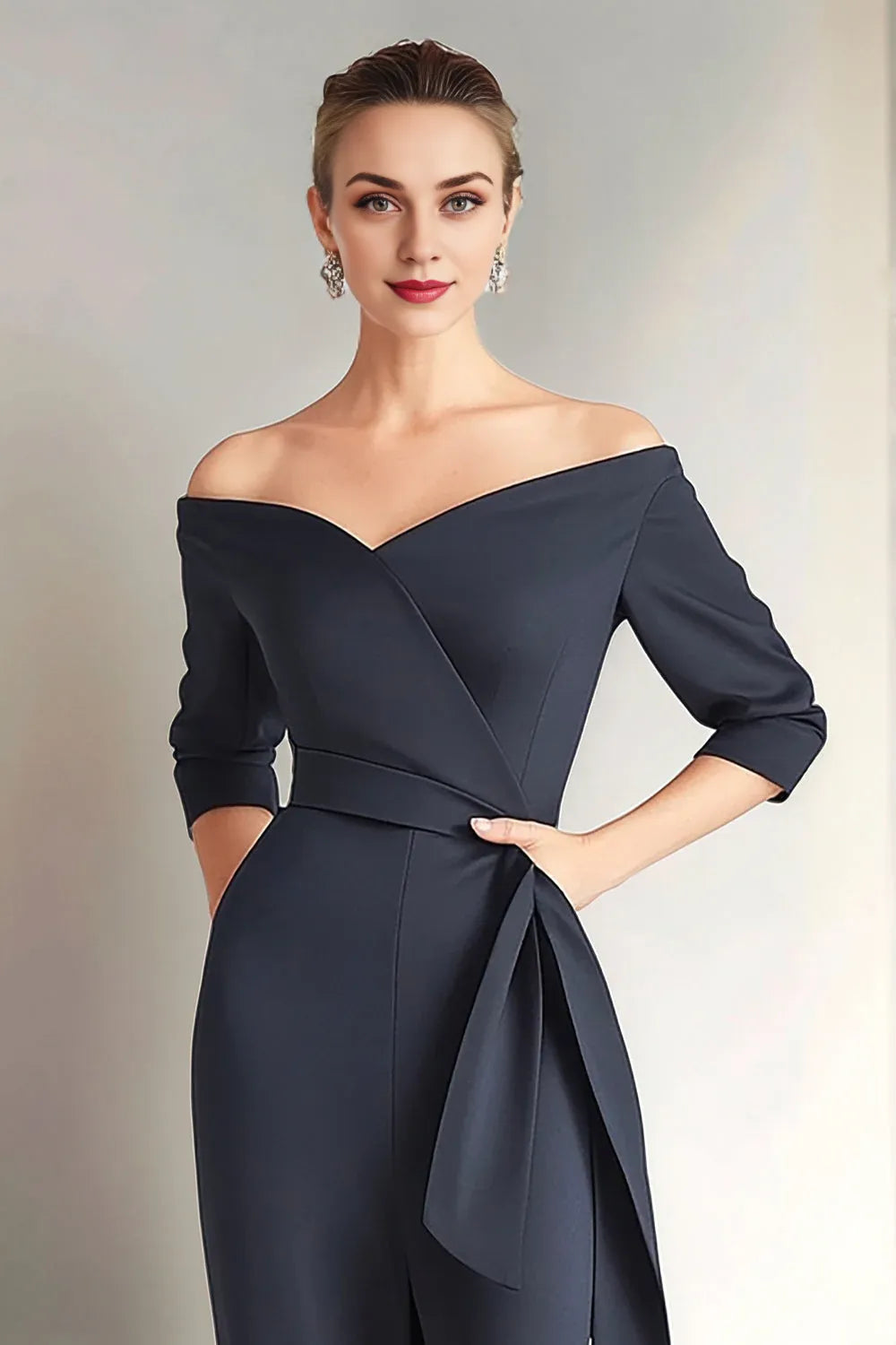 Navy Mermaid Strapless Mother of The Bride Dress