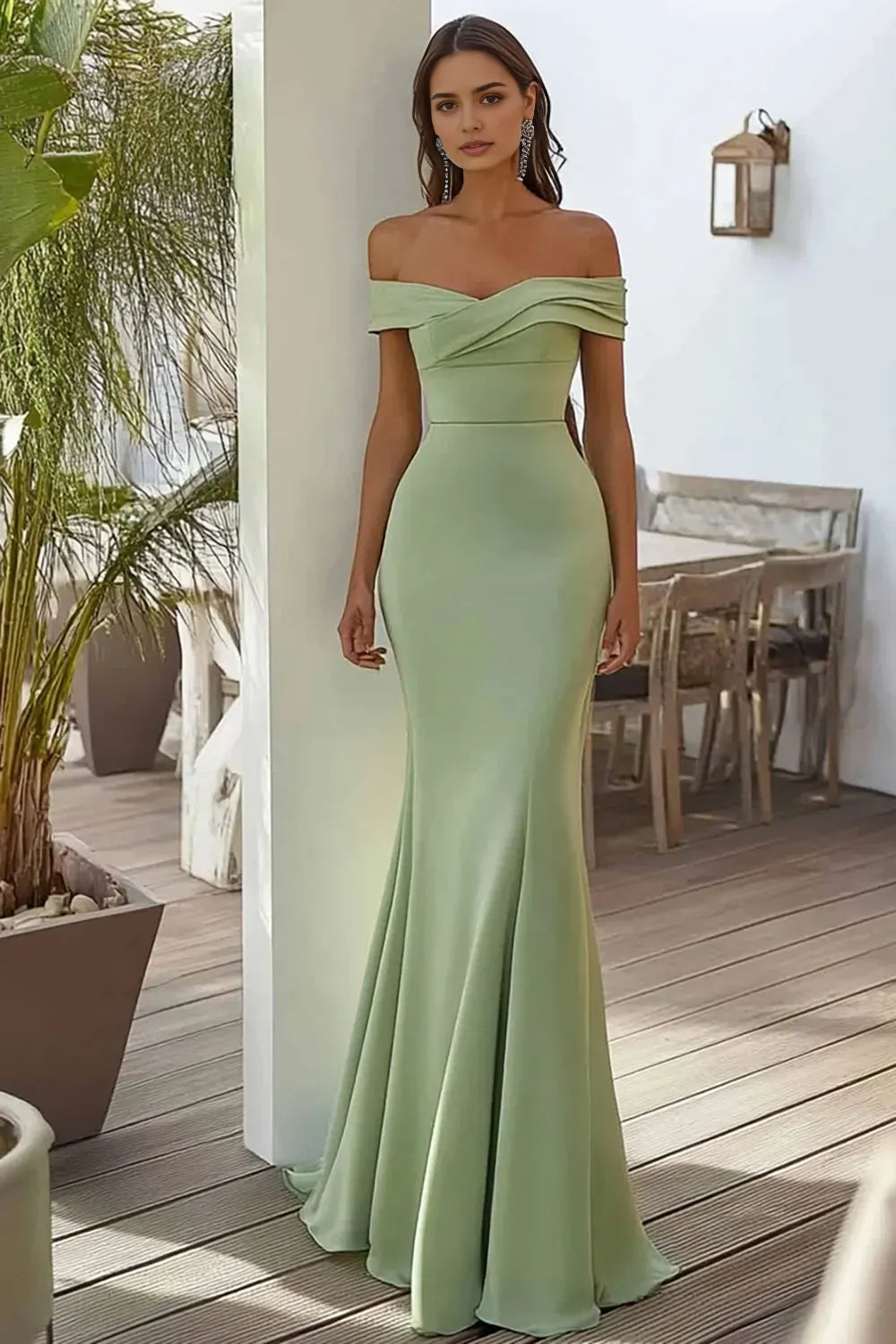 Navy Off the Shoulder Mermaid Long Satin Evening Dresses ?
