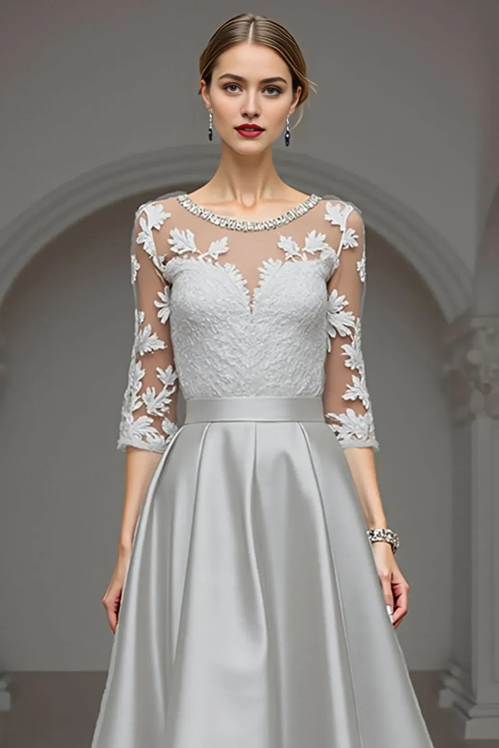 Navy A Line High Low Mother Of The Bride Dress With Appliques ﻿