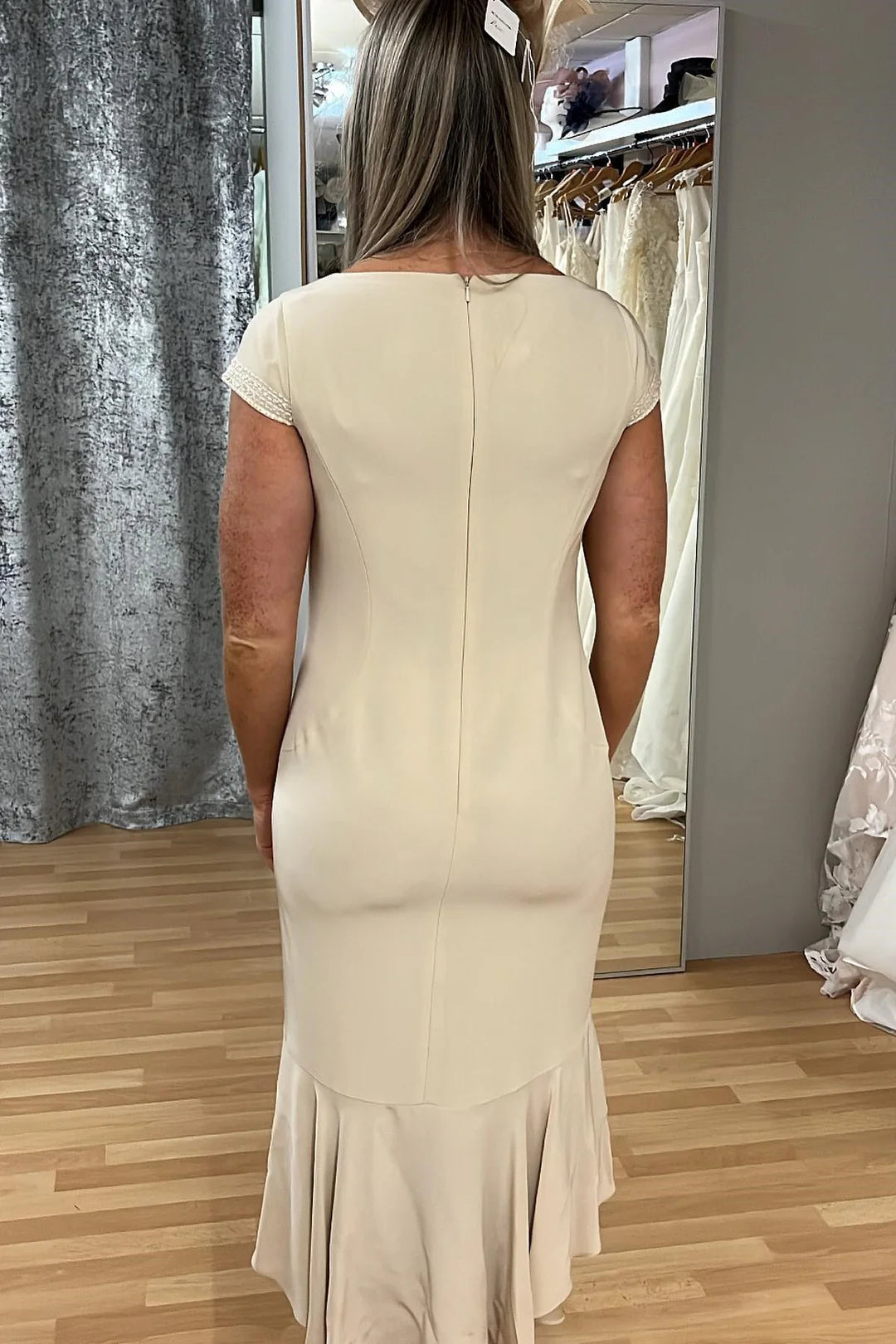 Nude Cap Sleeve Mermaid Mother of the Bride Dress with Cape