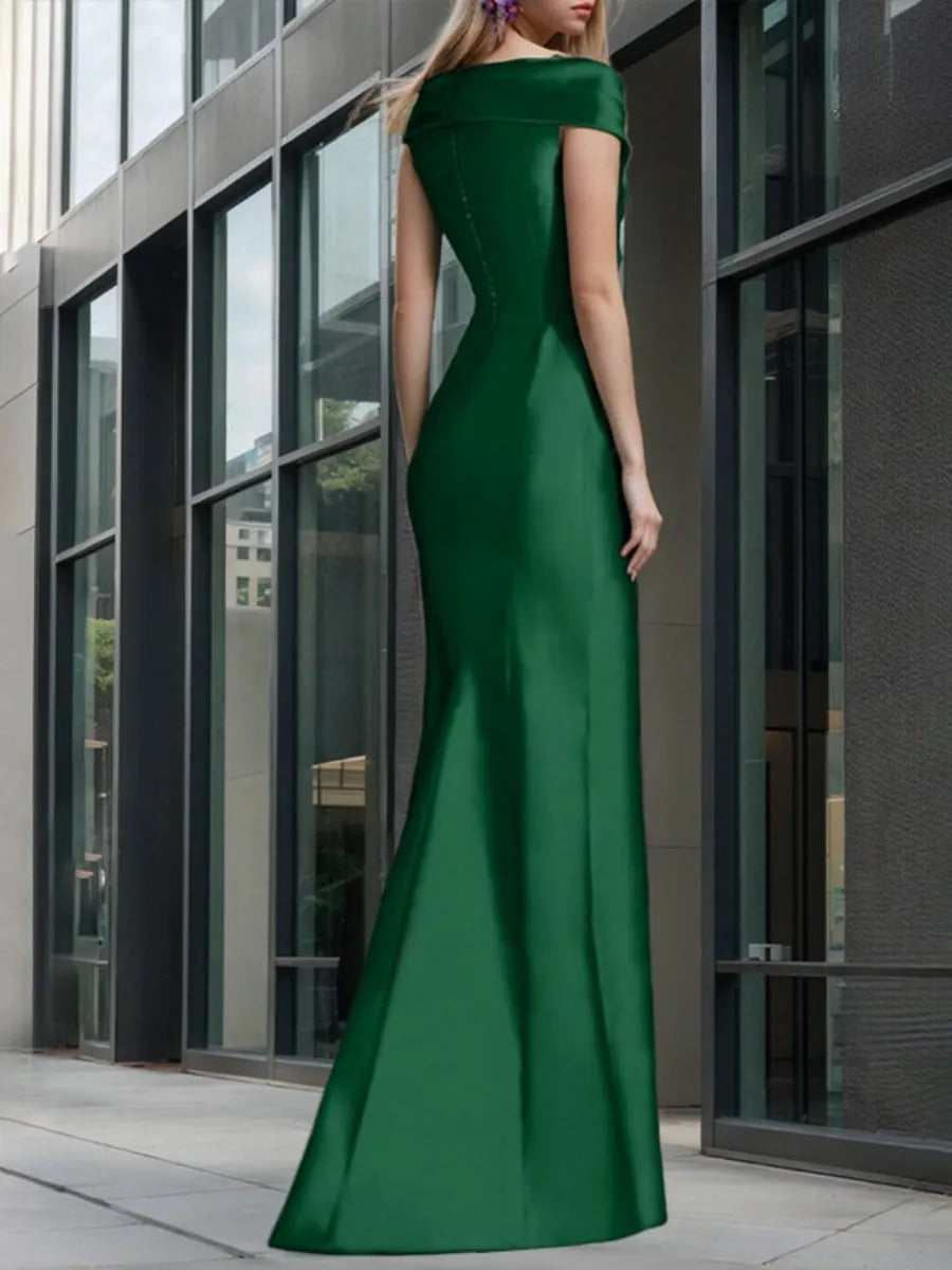 Off-The-Shoulder Sleeveless Pleated Asymmetrical Mother Of The Bride Dresses with Ruffles