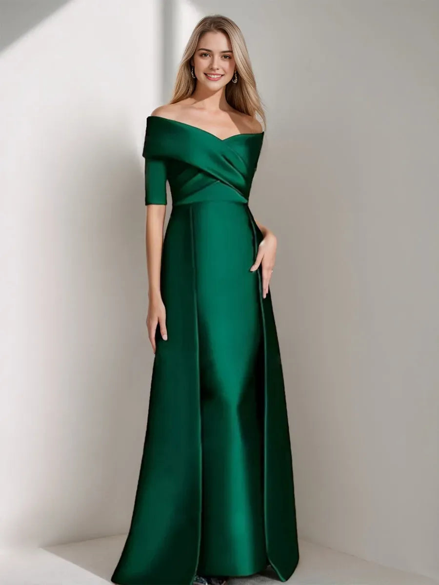 Off-the-Shoulder 1/2 Sleeves Elegant Mother of the Bride Dresses
