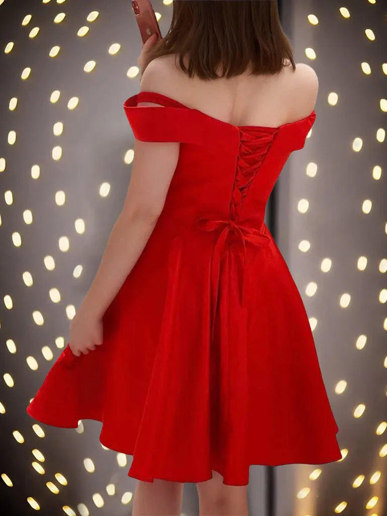 Off-the-Shoulder Sleeveless Short/Mini Party Dance Cocktail Homecoming Dress