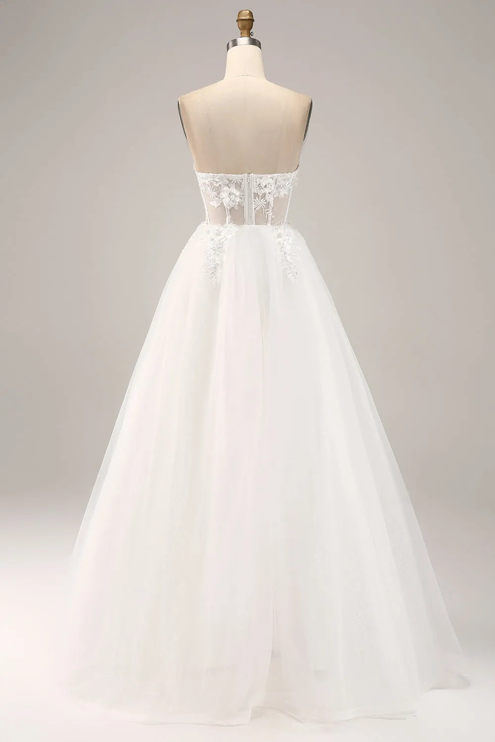 Off the Shoulder Tulle Wedding Dress with Appliques