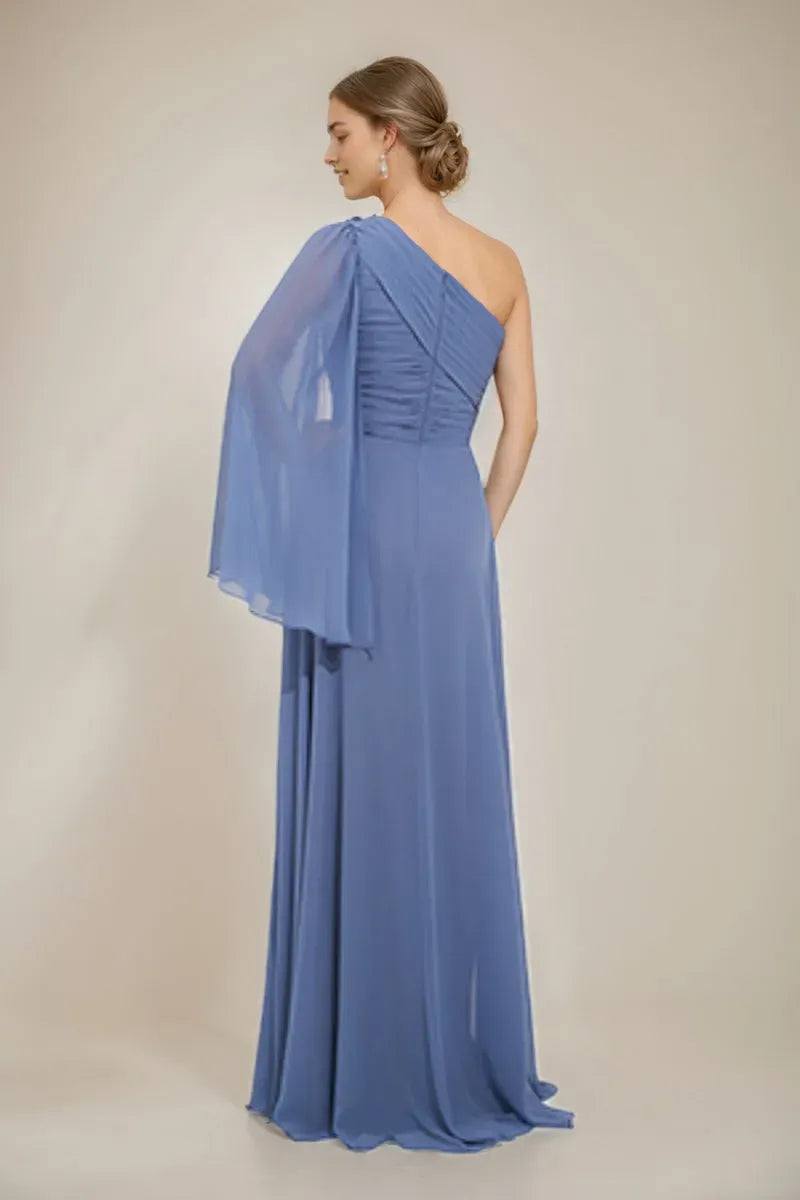One-Shoulder Mother Of The Bride Groom Dresses with Appliques Side Slit ﻿