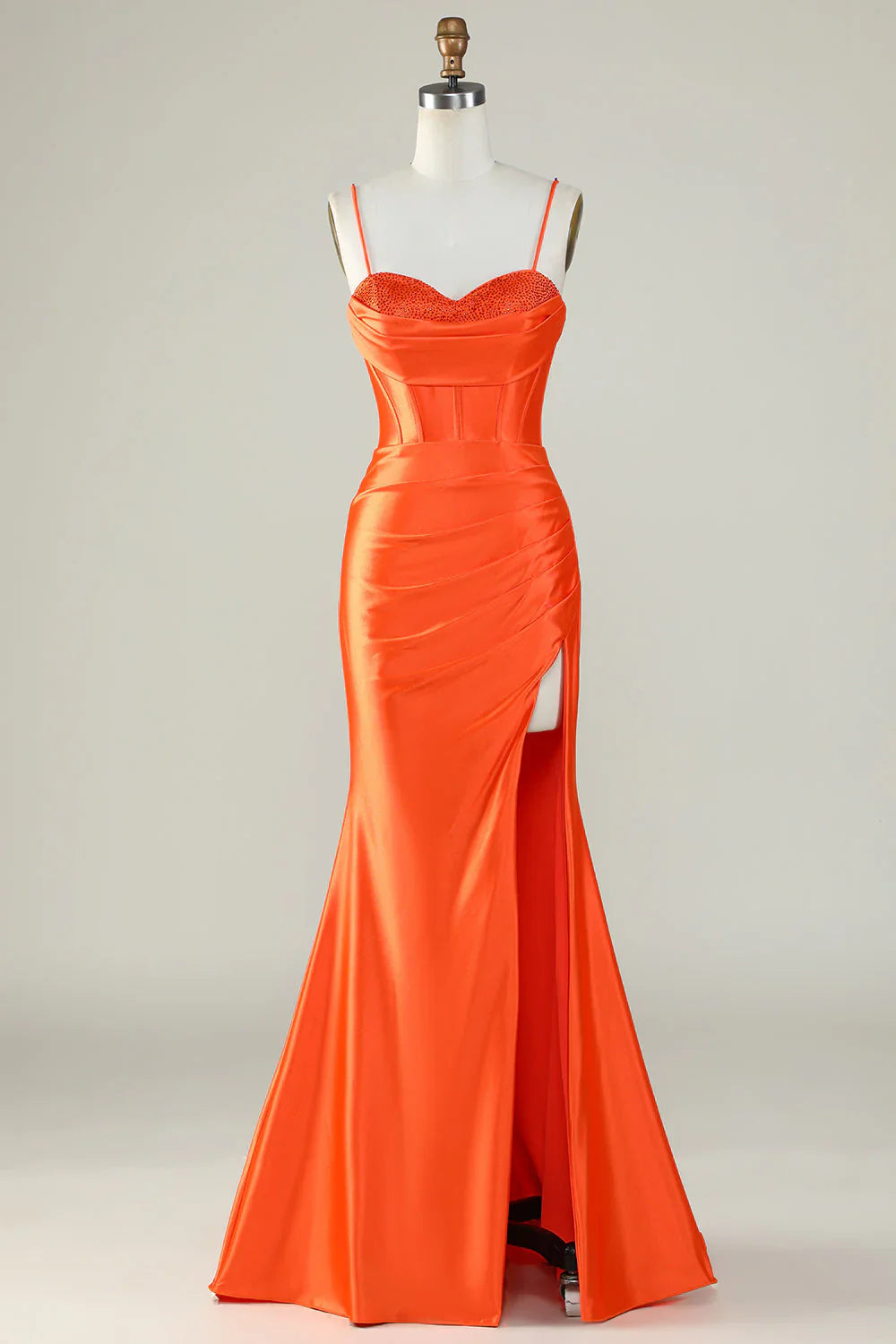 DingJiDress Royal Blue Mermaid Spaghetti Straps Long Prom Dress With Slit