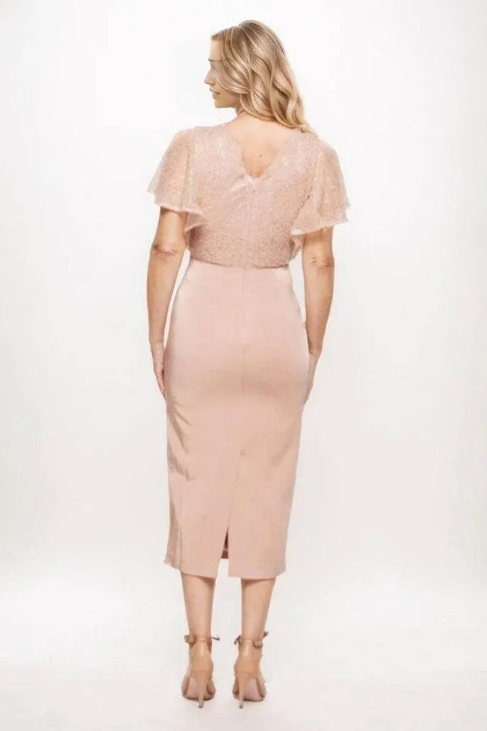 Pink V-neck luxury satin Mother of the Bride Dresses